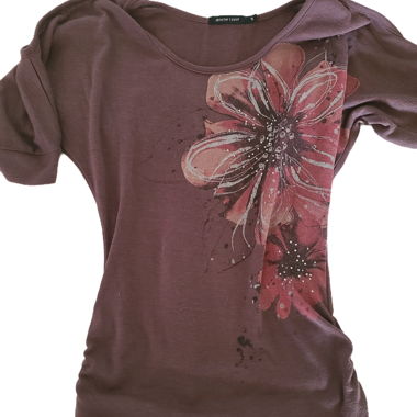 Top marrone con stampa floreale e cut-out