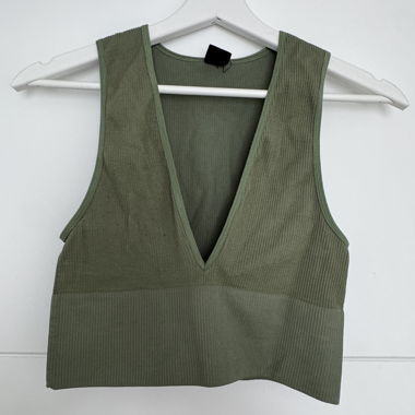 Olive Ribbed Crop Top