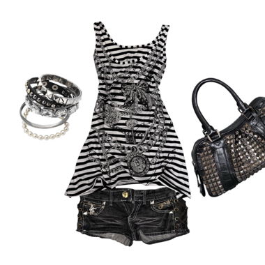 Gestreiftes Grunge-Punk-Print Tank Top Vintage y2k
