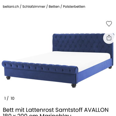 Bett samt blau