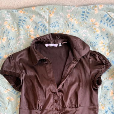 ZARA Satinbluse Braun Kurzarm Gr. S