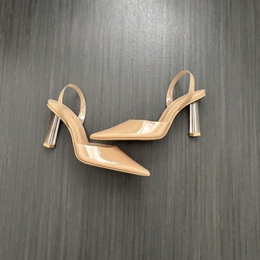 Beige Vinyl High Heels 