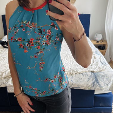 Débardeur floral GUESS turquoise
