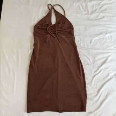 Robe brune halter Bershka