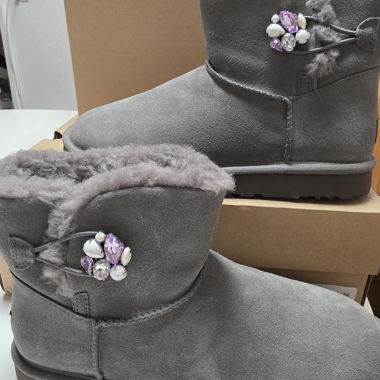 UGG grey fur-lined boots 