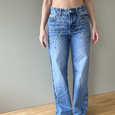 ZARA Studded Jeans Blue – Straight Fit S