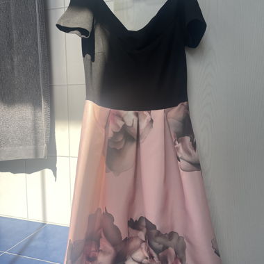 Two-tone Dress with Floral Print