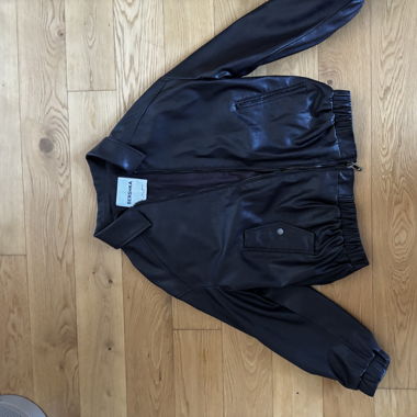 Braune Kunstlederjacke - Grösse S