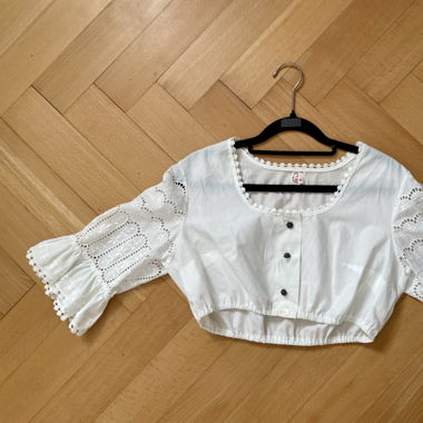White cottagecore crop top