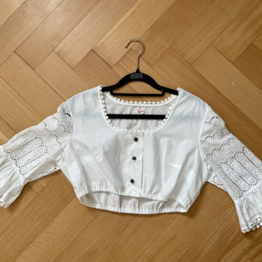 White cottagecore crop top