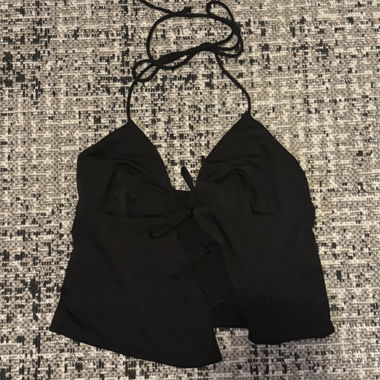 Black lace-up summer top