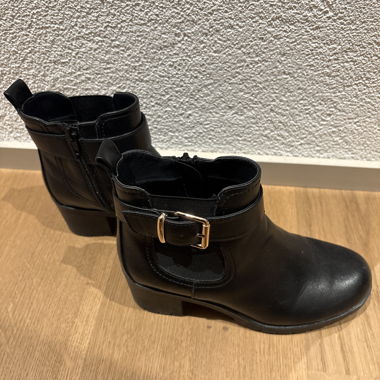 Black ankle boots with buckle