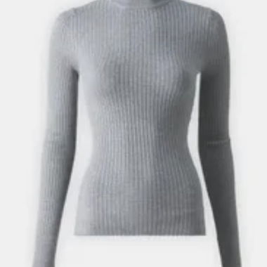 Grey Rib-Knit Sweater