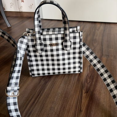 Karierte Mini-Handtasche