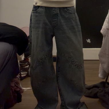 Jeans in denim Revive a gamba larga con risvolto