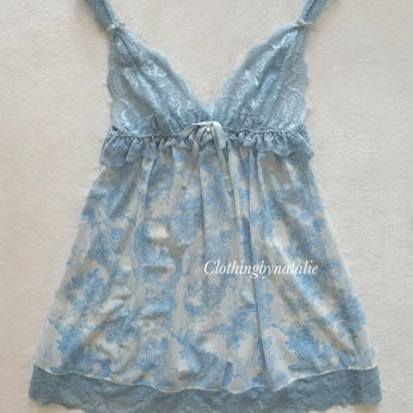 Blue Mesh Lace Mini Dress Size S