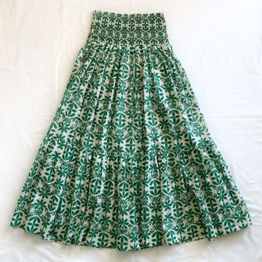 Jupe légère longue bohème verte coton fin S/M
