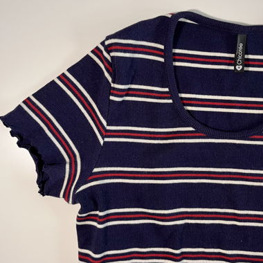 Chicorée - T-shirt da donna a righe blu navy