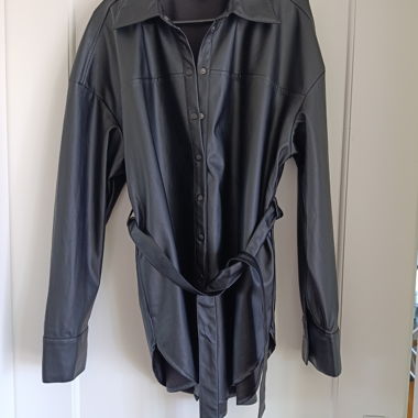 Black Faux Leather Blouse Size XL