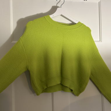 Zara Neongrüner kurzer Strickpullover
