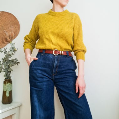 Pull alpaca jaune moutard
