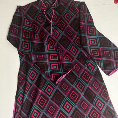 Colorful silk geometric long dress