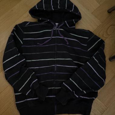 Black Striped Zip Hoodie