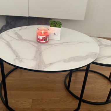 Couchtisch Set rund Marmoroptik