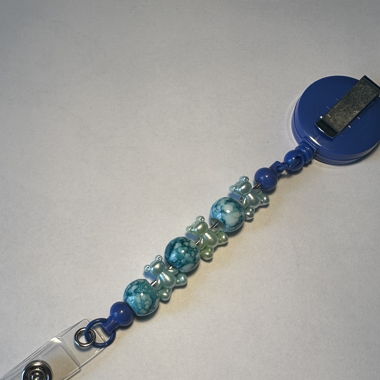 Kette für Arbeitsausweis mit Teddys und Perlen