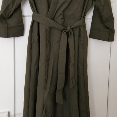 Khaki wrap dress with belt, size M