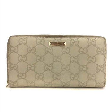 GUCCI Ssima Zip Around Wallet / Ivory Leder