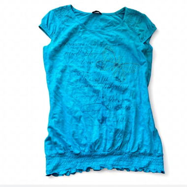 Top Vintage Marx turchese farfalla con strass XS