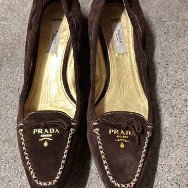 Prada Wildleder-Ballerinas braun Grösse 38