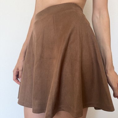 Brown Flared Mini Skirt