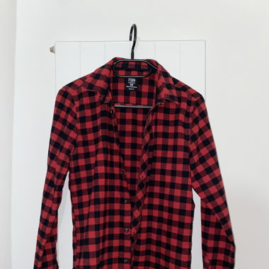 Flanell Frauen - Hemd (rot-schwarz)
