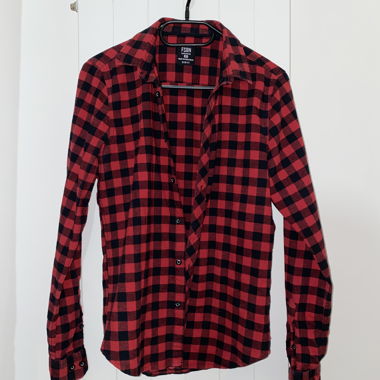 Flanell Frauen - Hemd (rot-schwarz)