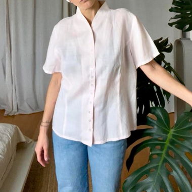 Blouse rose en ramie