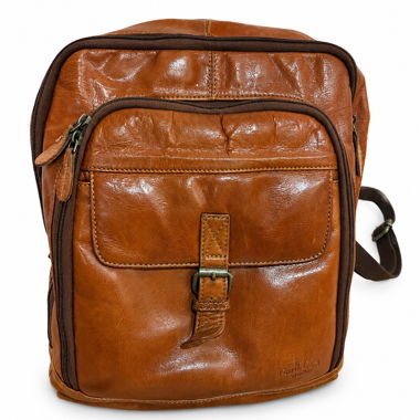 Sac à dos en cuir brun