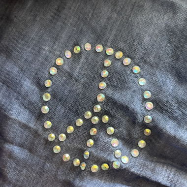 Blauer Schlauchschal mit Peace-Logo
