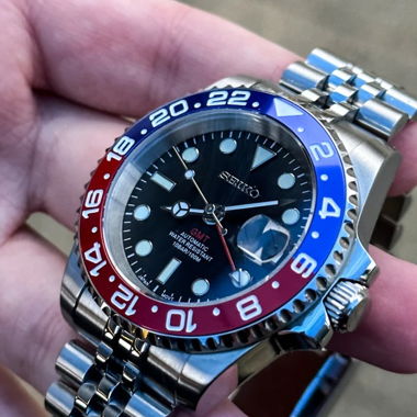 Seikmod Black GMT–GMT Aut.–40mm–Pepsi Lünette