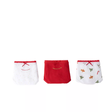 Set of 3 girls' Christmas briefs 1-6 years