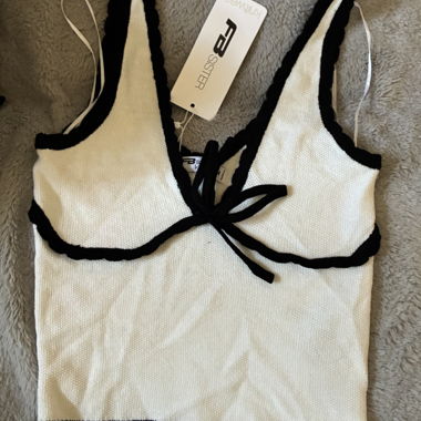 Black and White Sleeveless Top