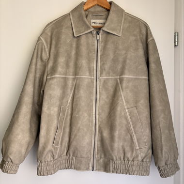 Giacca in finta pelle beige