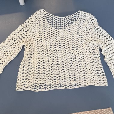 Airy heart crochet sweater
