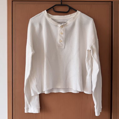 Everlane Waffle Knit Henley Longsleeve Shirt