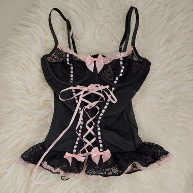 Adorable lace up detail corset - S