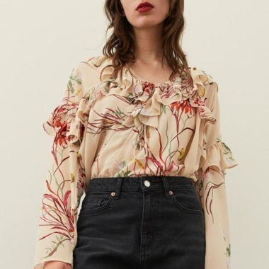 Bluse mit Volants und Blumen H&M