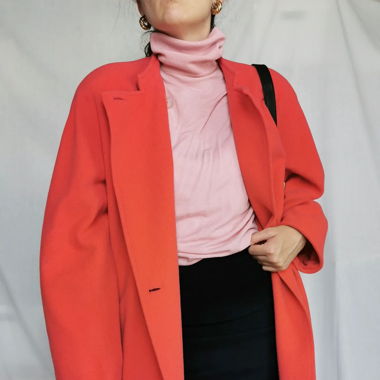 Bright coral Max Mara vintage wool coat