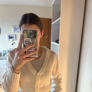 cardigan court couleur blanc cassé, crème 