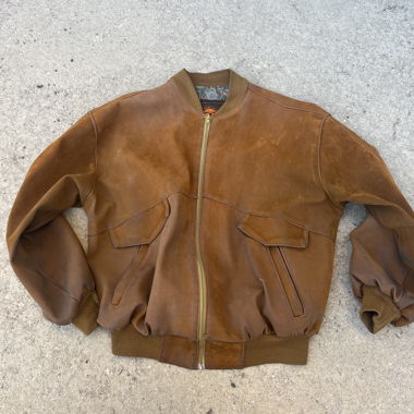 Blouson aviateur en cuir marron vintage